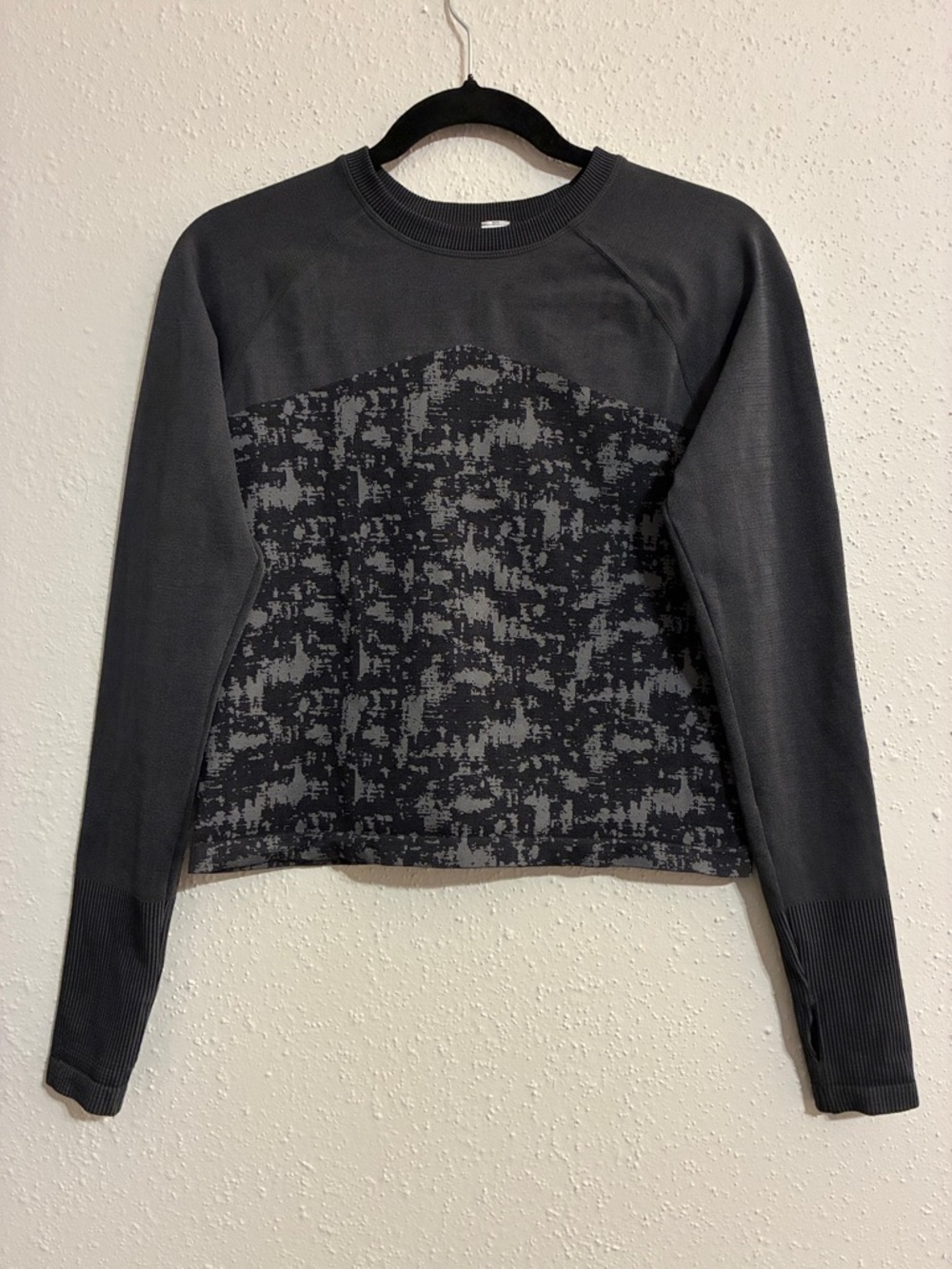 Zella Black Textured Crewneck Sweatshirt